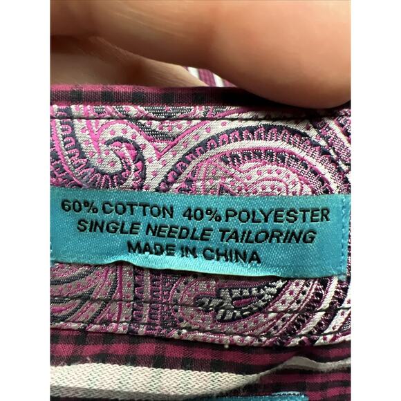 Christian Aujard Mens Plaid Red White Button Down Shirt Size 2XLT - Picture 10 of 12